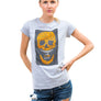 Ladies Grey Square Skull T-Shirt